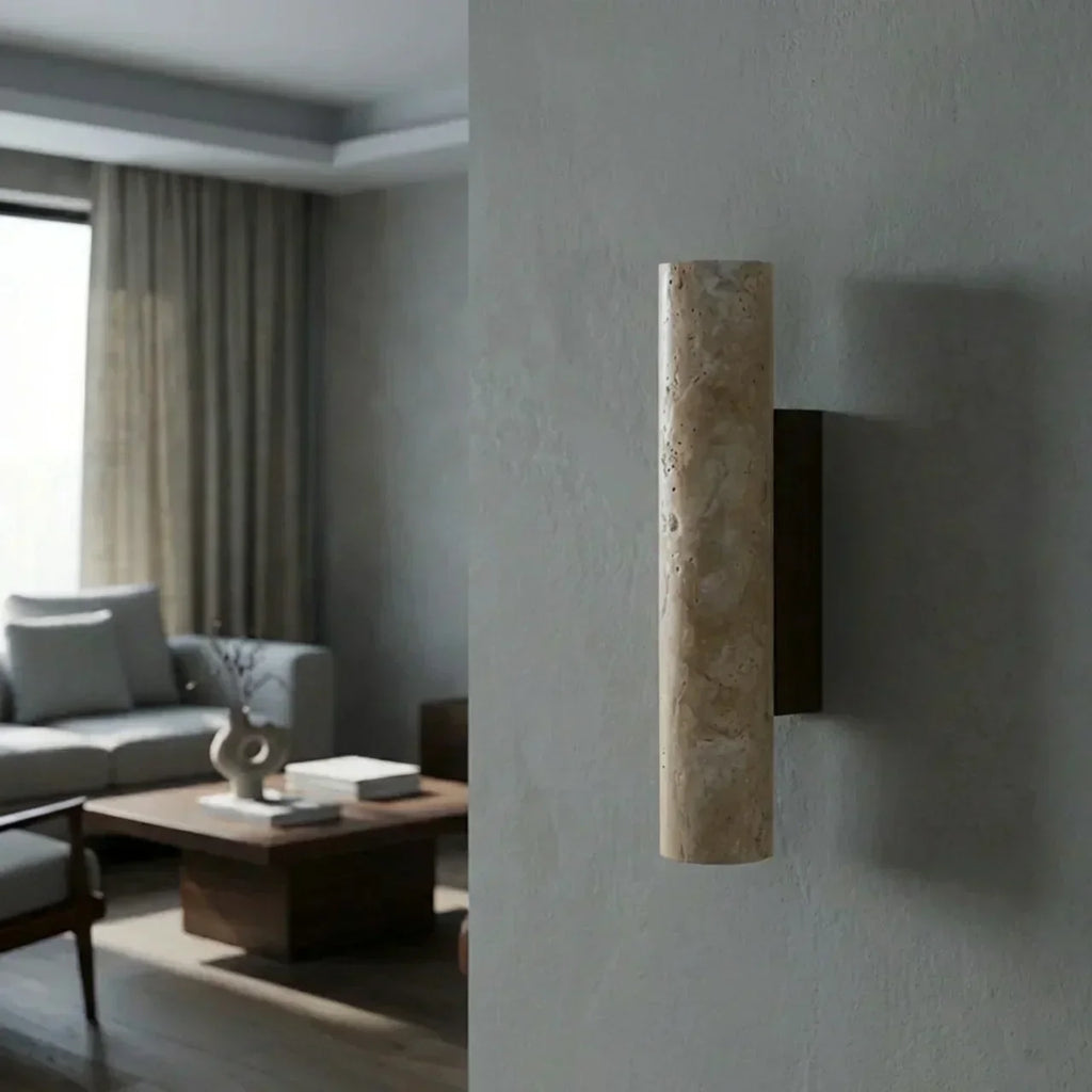 Travertine Vertical Wall Light With Up-Down LED For Indoor Use | Temsk