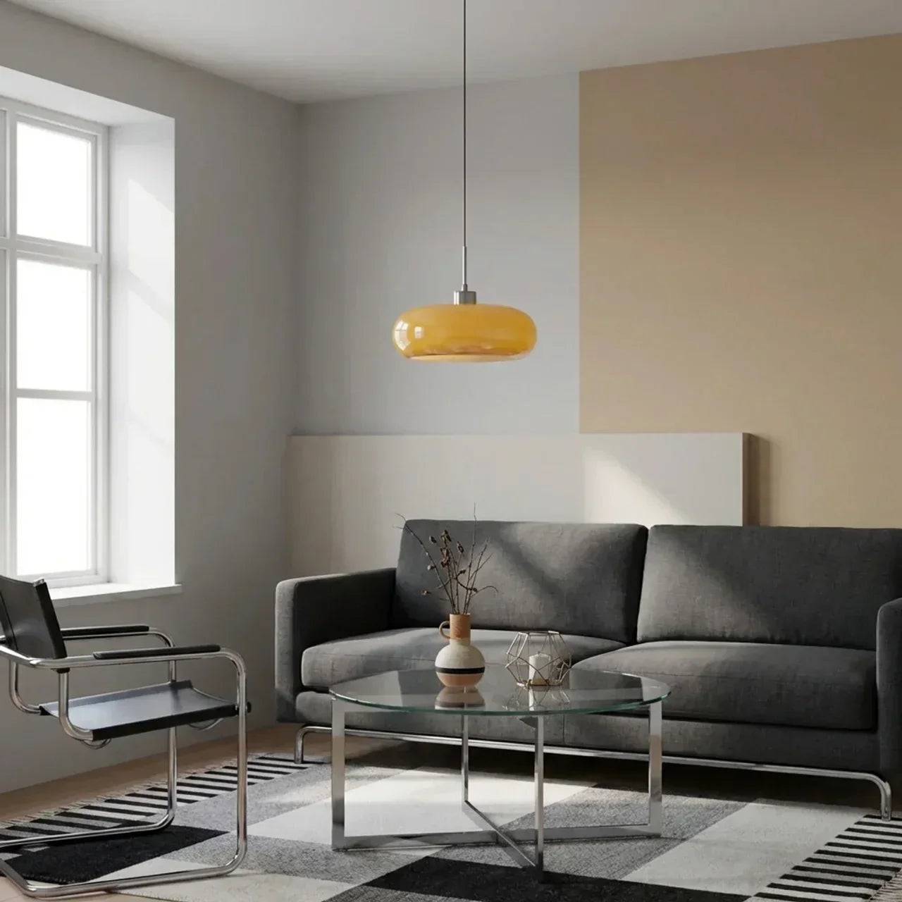 Compact Glass Pendant Light In Bauhaus Style For Modern Interiors | Temsk