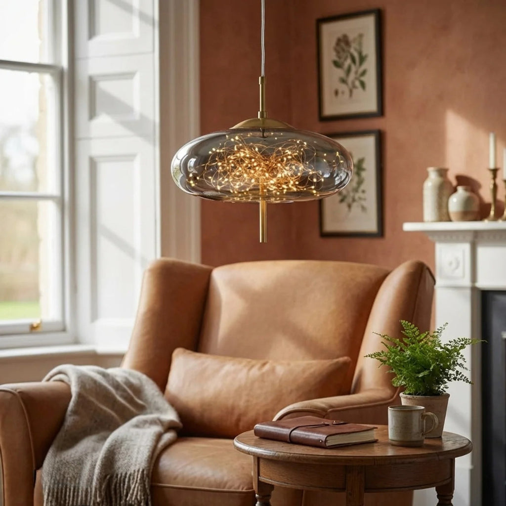 Glass Cylinder and Oval Pendant Ceiling Light Fixture | Temsk