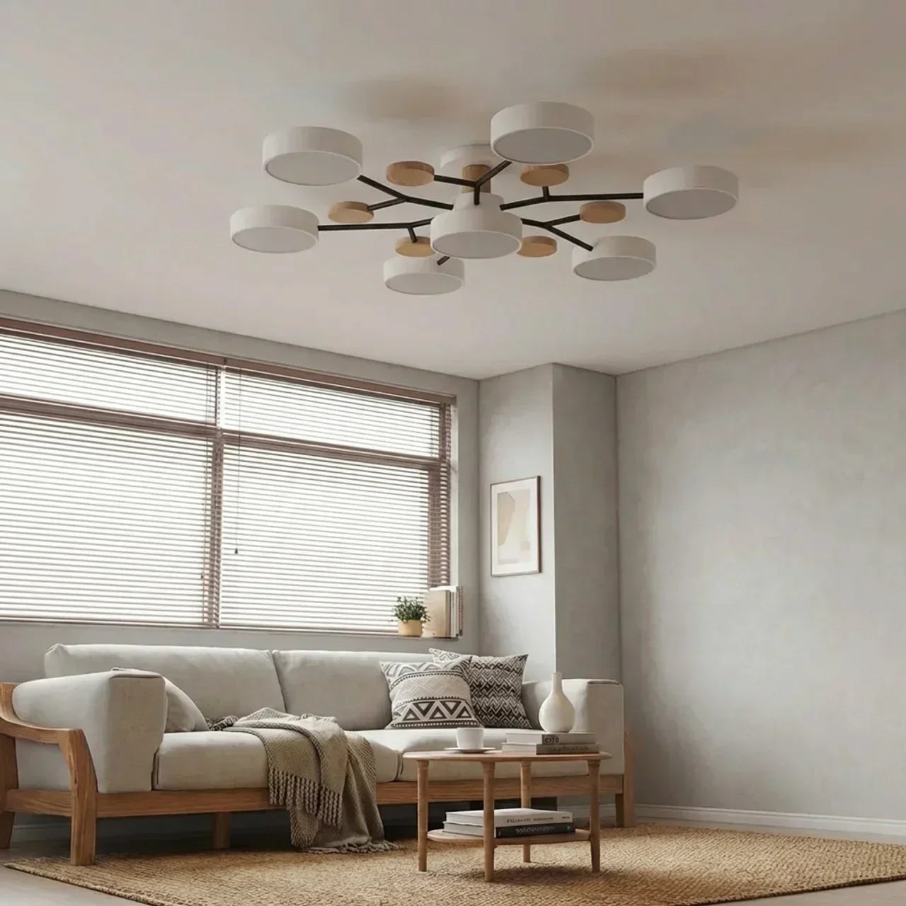 Branch Design Flush Mount Ceiling Light With Wood Accents | Temsk