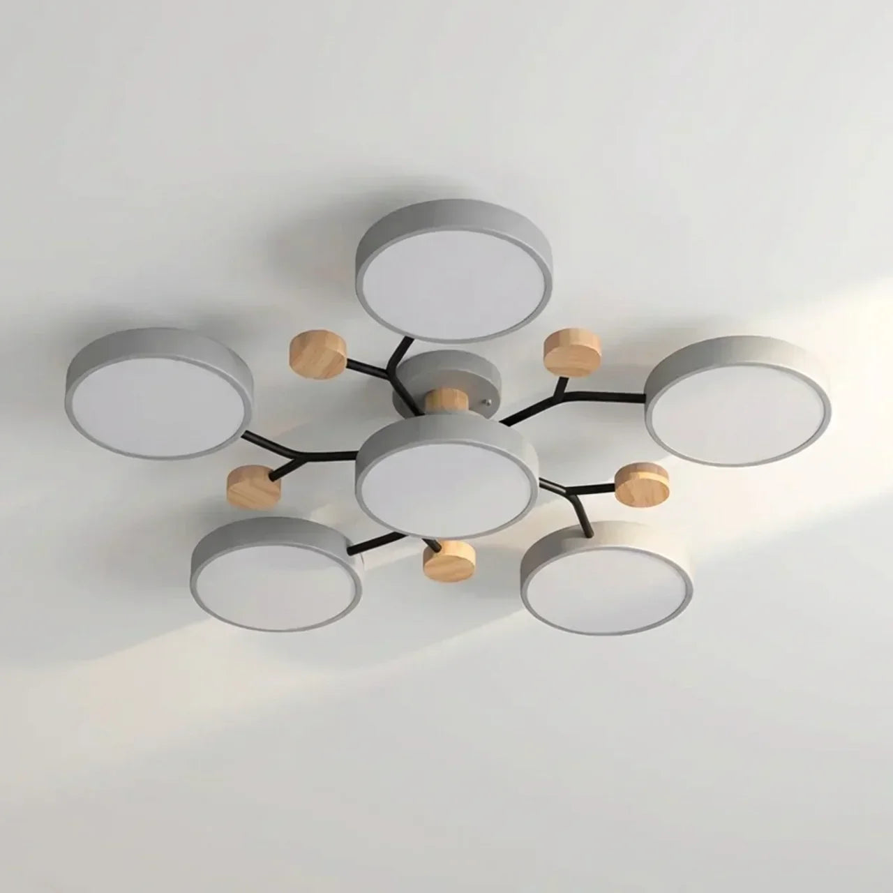 Branch Design Flush Mount Ceiling Light With Wood Accents | Temsk