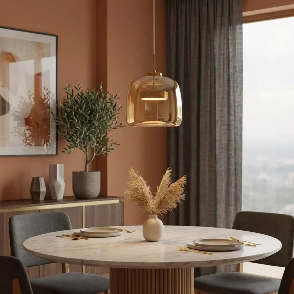 Smoked Glass Pendant Light With Built In LED For Ceiling Mount | Temsk