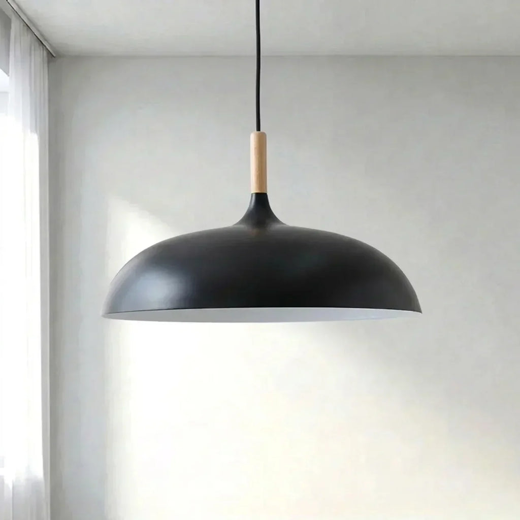 Pendant Light With Sculptural Shape Design In Metal And Wood | Temsk