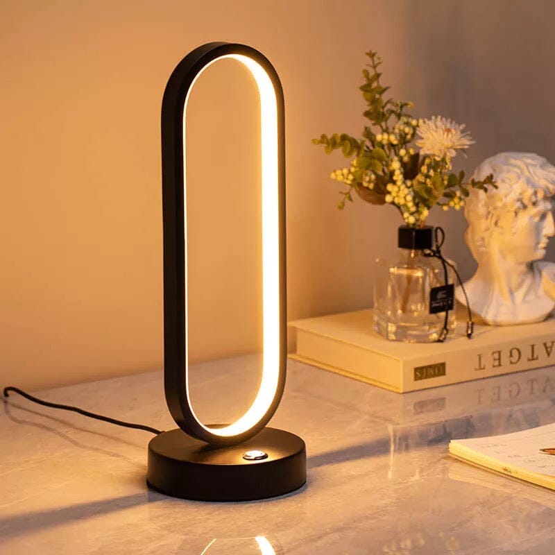 Luminova Compact Oval Lamp With Iron Finish For Modern Rooms | Temsk
