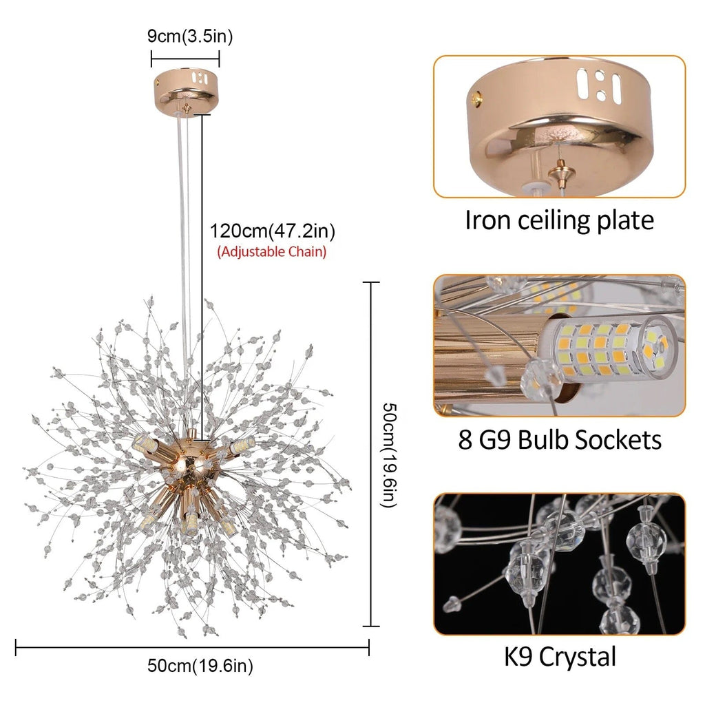 Elegant Dandelion Crystal Pendant Light For Modern Interiors | Temsk