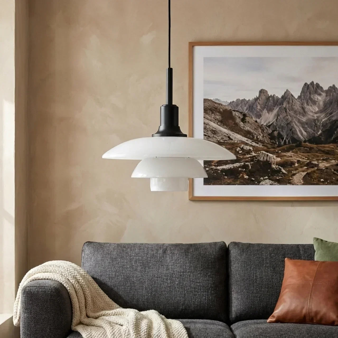 Compact Danish Layered Glass Pendant Light Fixture | Temsk