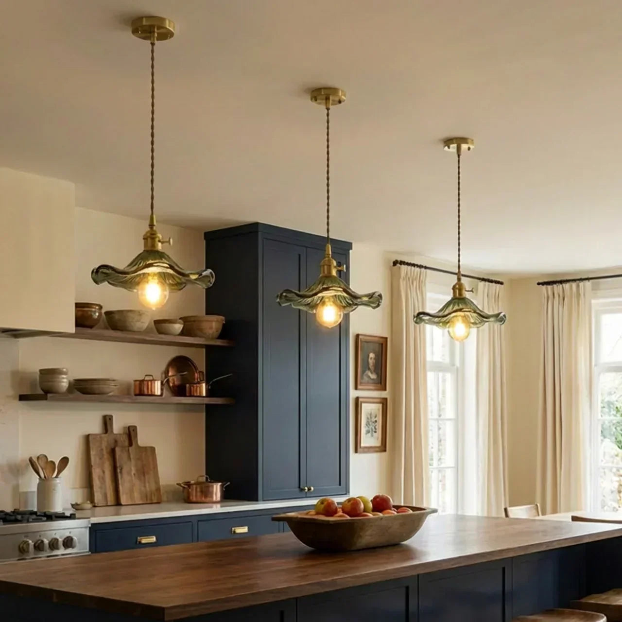 Art Deco Scalloped Glass Ceiling Light Fixture For Home Interiors | Temsk