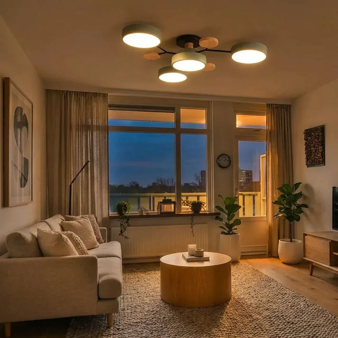 Branch Design Flush Mount Ceiling Light With Wood Accents | Temsk