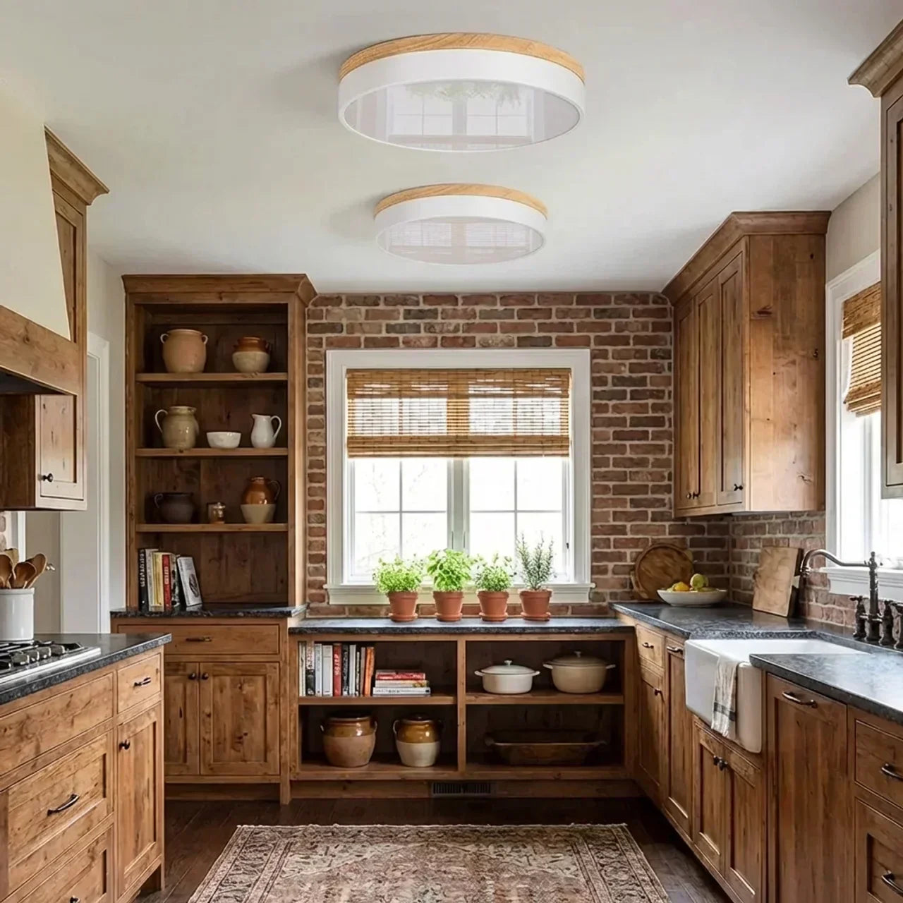 Wood Trim LED Ultra Thin Flush Mount Ceiling Light | Temsk