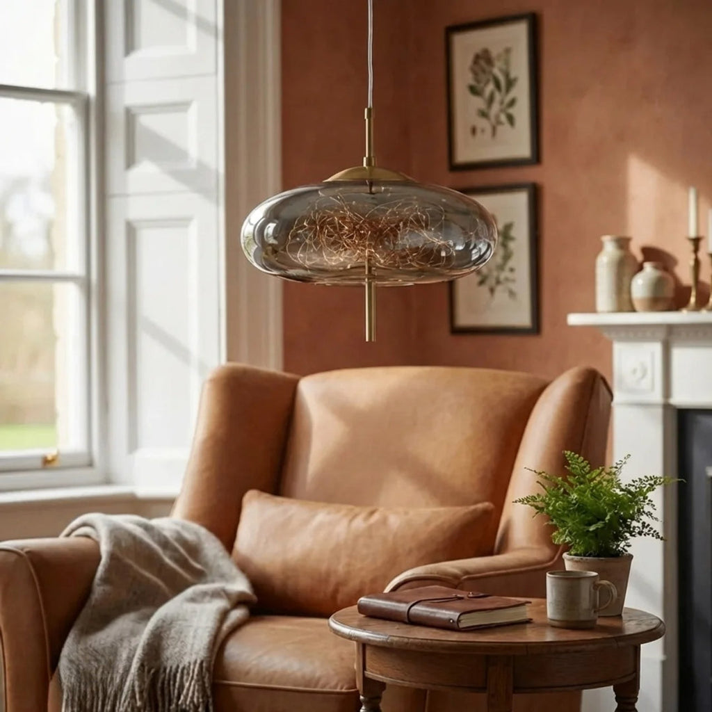 Glass Cylinder and Oval Pendant Ceiling Light Fixture | Temsk