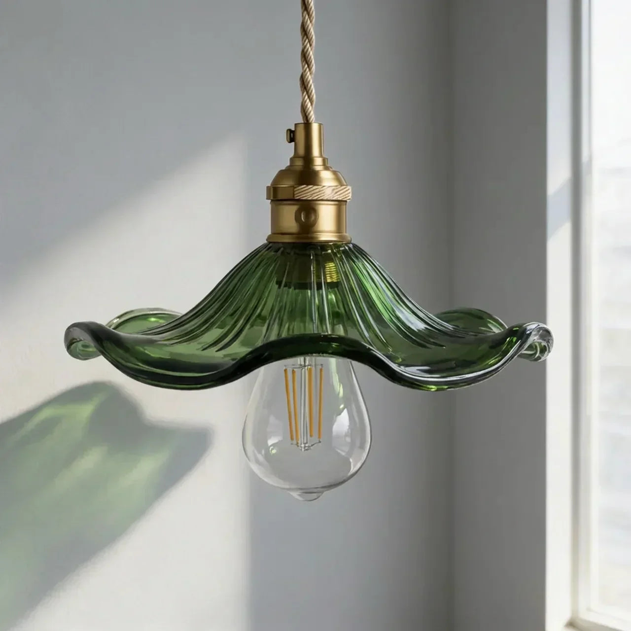 Art Deco Scalloped Glass Ceiling Light Fixture For Home Interiors | Temsk
