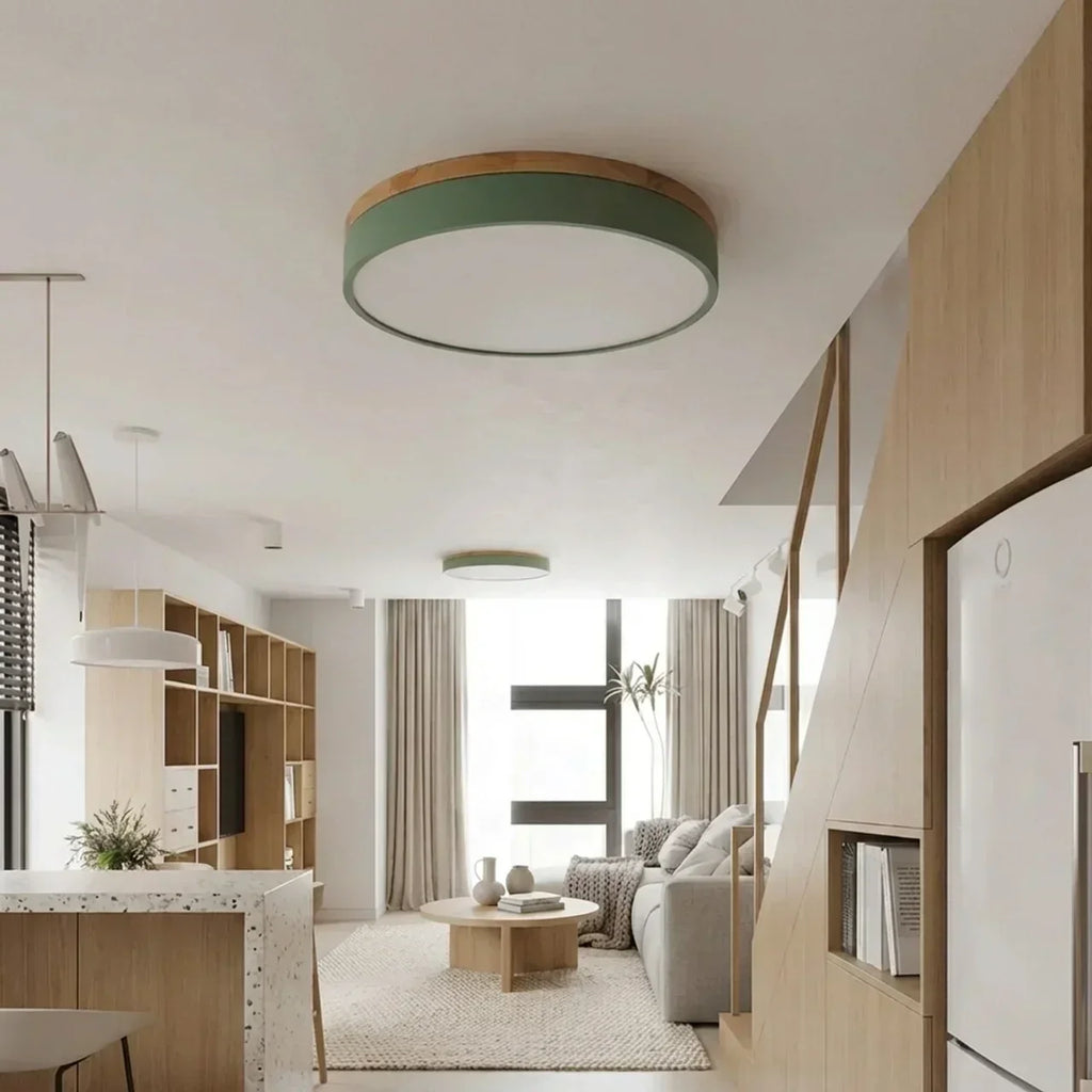 Wood Trim LED Ultra Thin Flush Mount Ceiling Light | Temsk