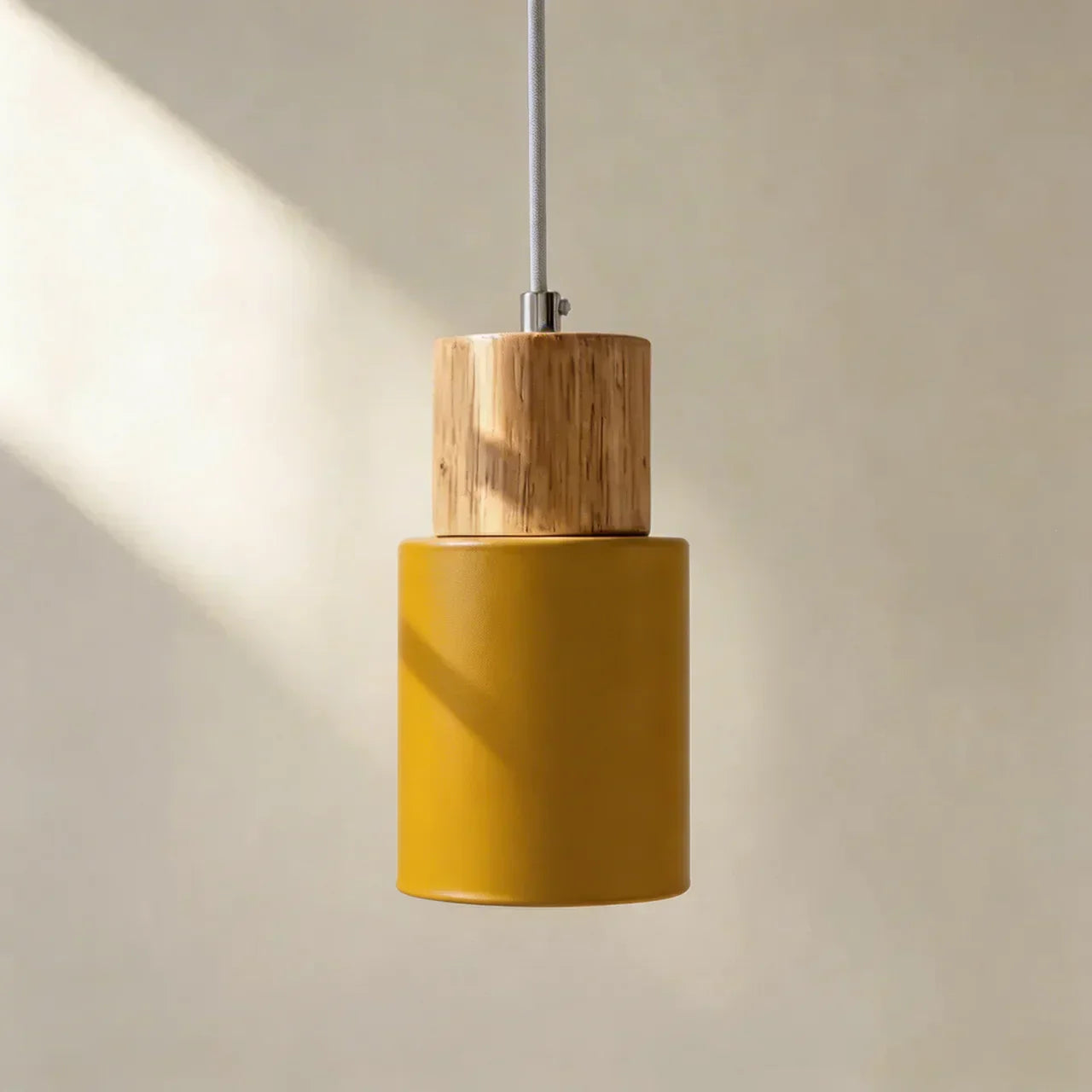 The Aluminium Cylinder Pendant Light With Wood Detail | Temsk