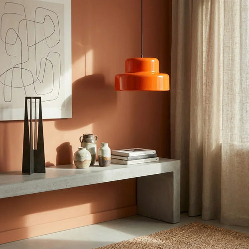 Lampada a sospensione in vetro colorato in stile Bauhaus con forma a ciotola Temsk