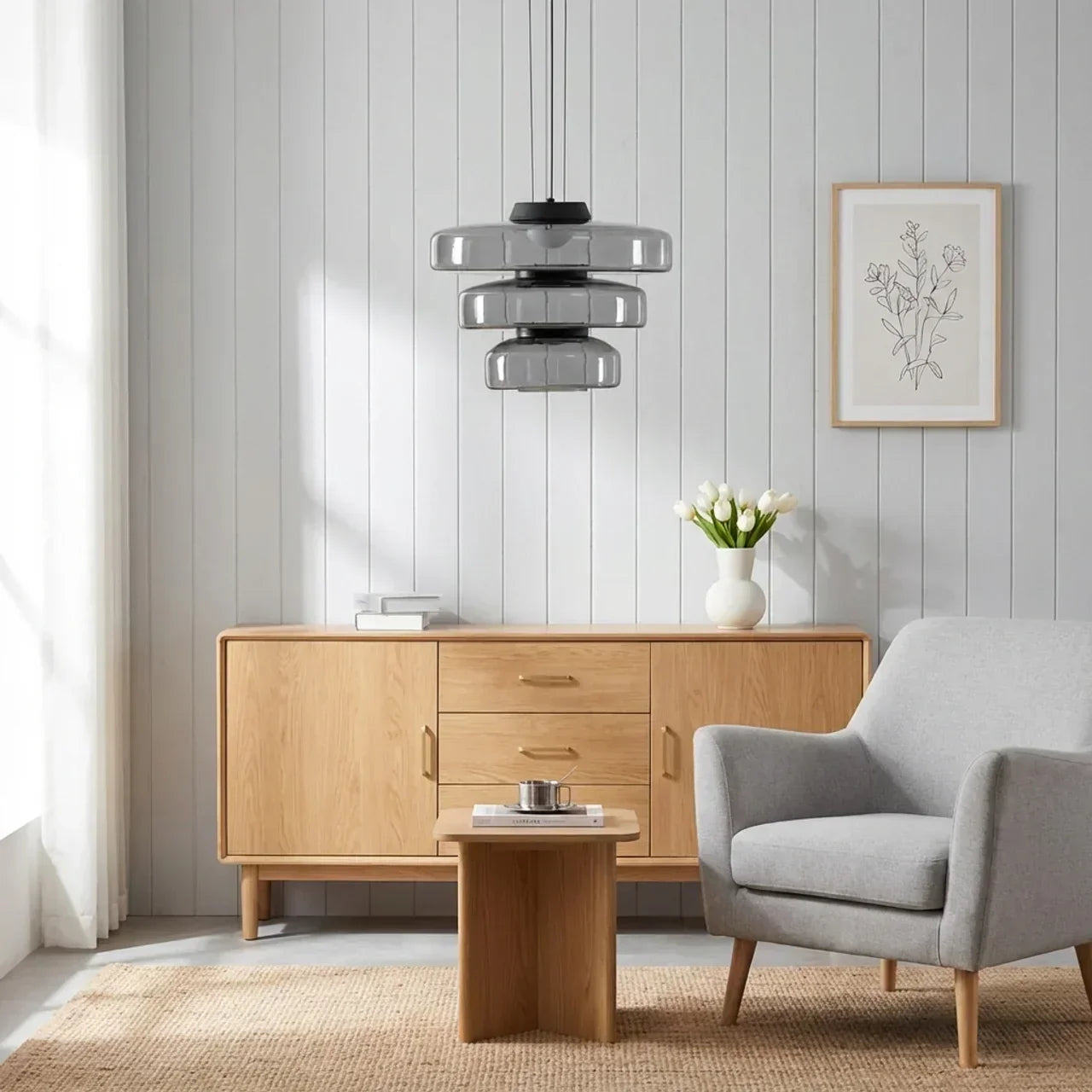 Tiered Glass Pendant Light With Integrated LED Bauhaus Style | Temsk