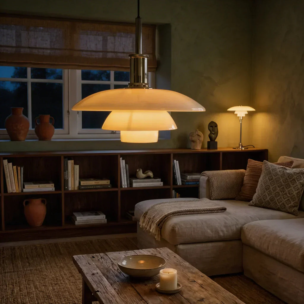 Compact Danish Layered Glass Pendant Light Fixture | Temsk