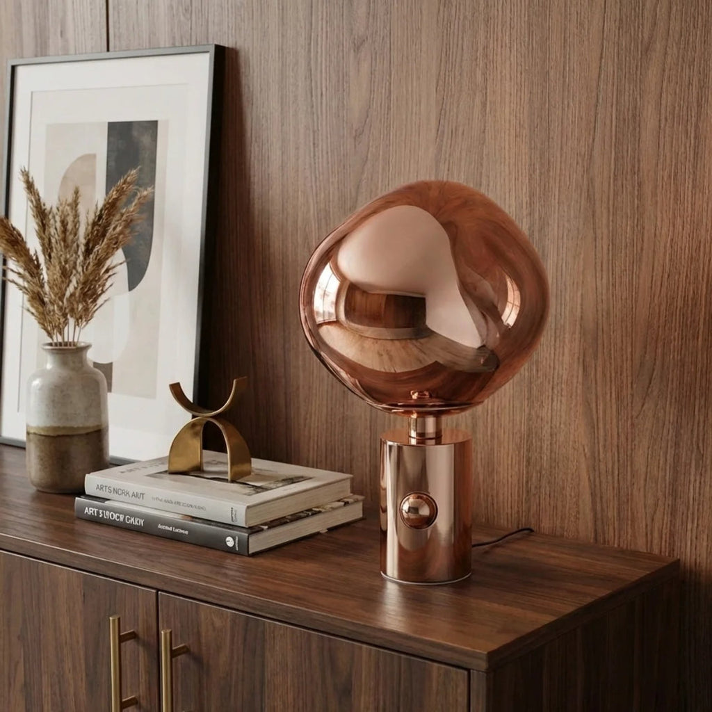 Melted Acrylic Table Lamp With Sculptural Molten Style Shade | Temsk