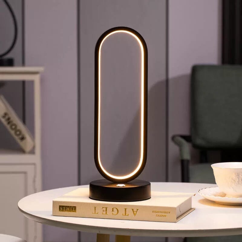 Luminova Compact Oval Lamp With Iron Finish For Modern Rooms | Temsk