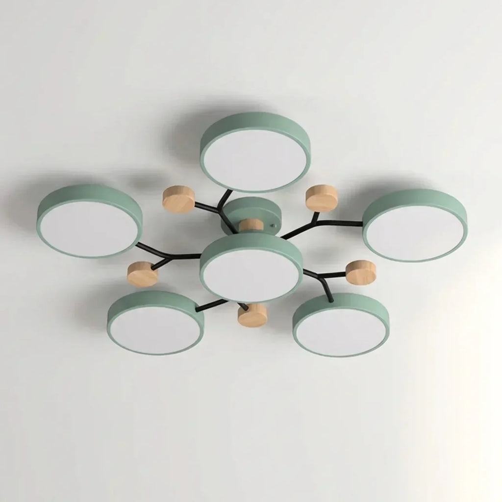 Branch Design Flush Mount Ceiling Light With Wood Accents | Temsk