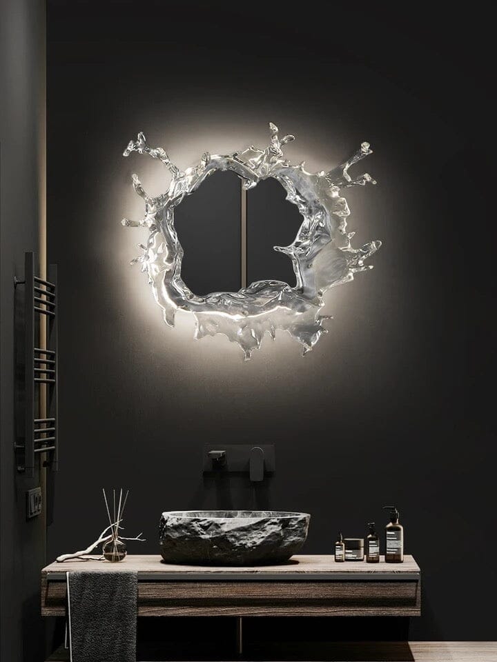 Water Splash LED Mirror with Warm Glow and Waterproof Resin | Temsk