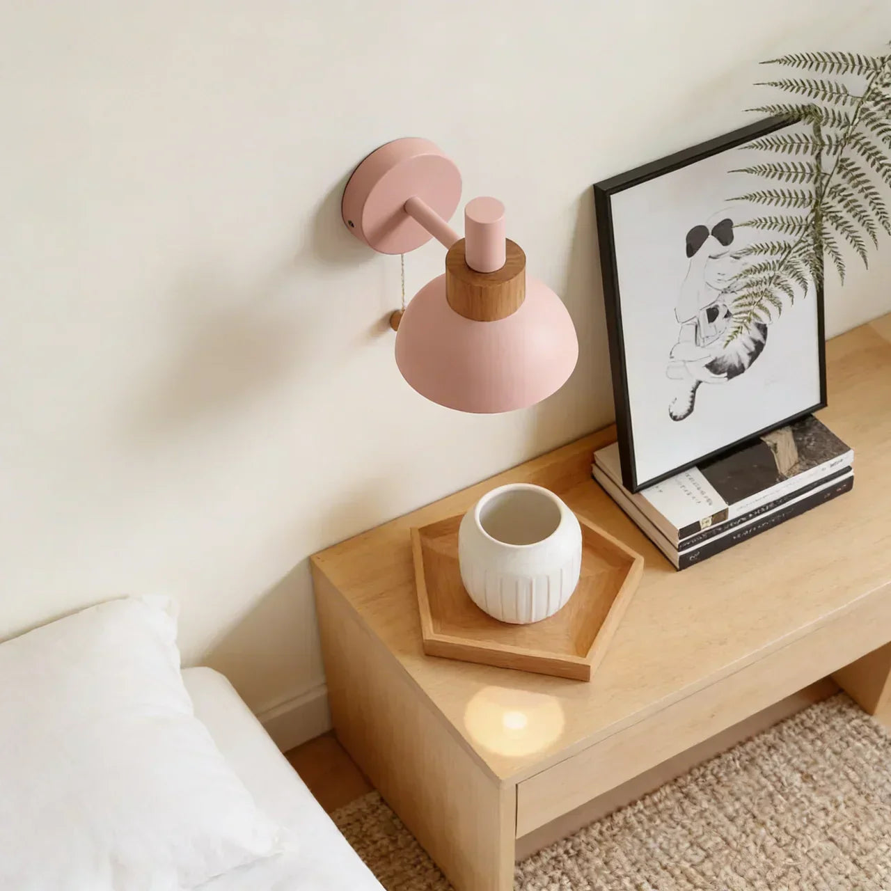 Globe Wall Sconce Light With Metal Shade And Wood Mount | Temsk
