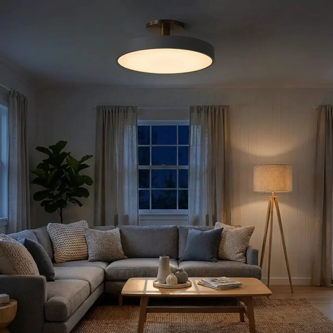 Lampa sufitowa do montażu podtynkowego w kształcie bębna z wbudowanym LED | Temsk