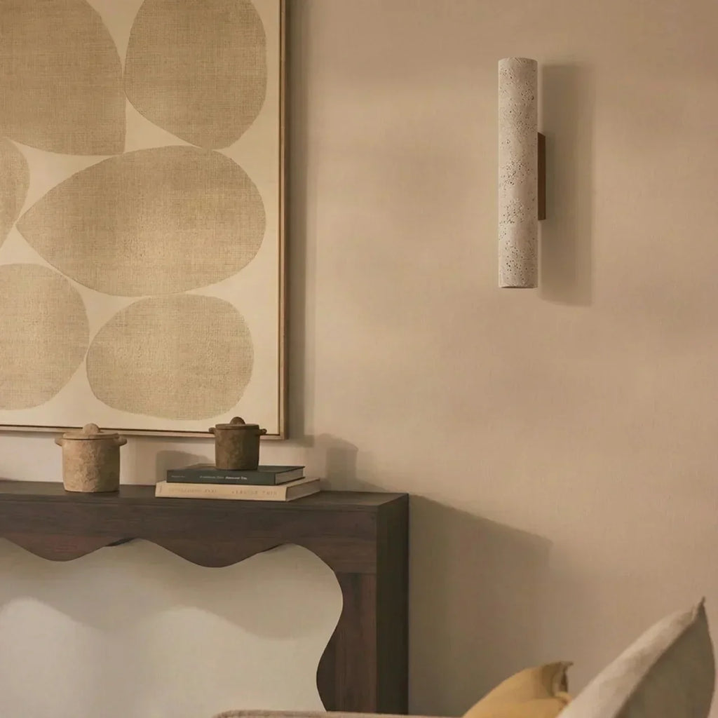 Travertine Vertical Wall Light With Up-Down LED For Indoor Use | Temsk