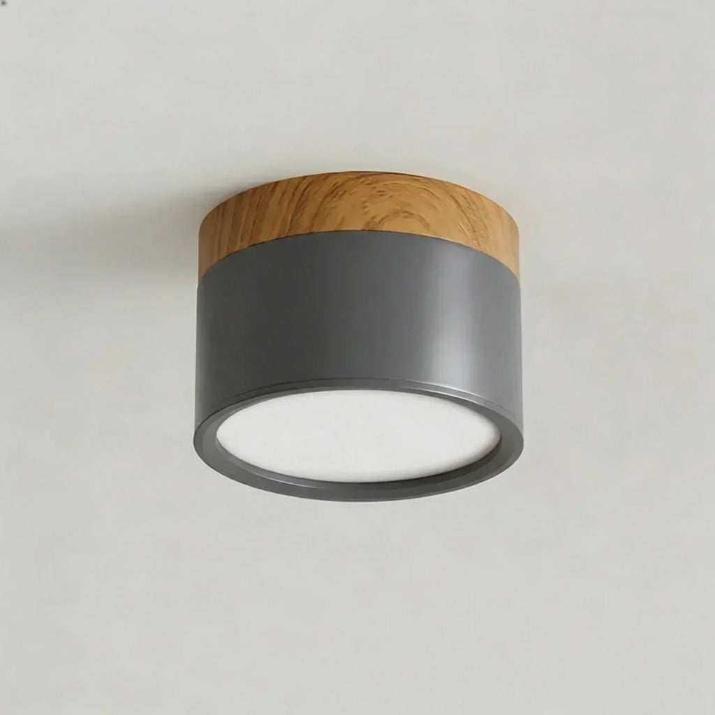 Flush Mount Ceiling Light With Integrated LED And Solid Colour Wood Accent | Temsk
