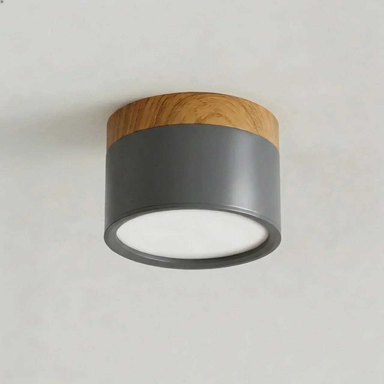 Flush Mount Ceiling Light With Integrated LED And Solid Colour Wood Accent | Temsk