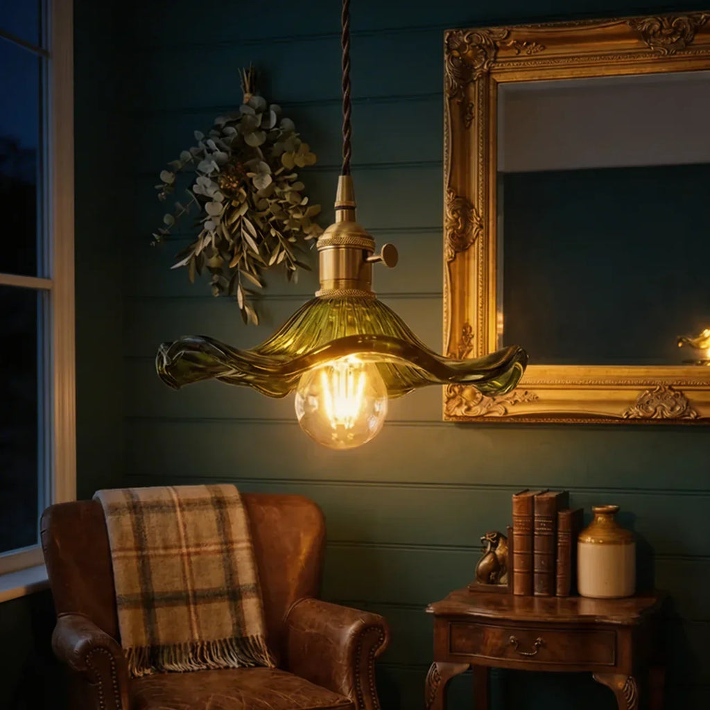 Art Deco Scalloped Glass Ceiling Light Fixture For Home Interiors | Temsk