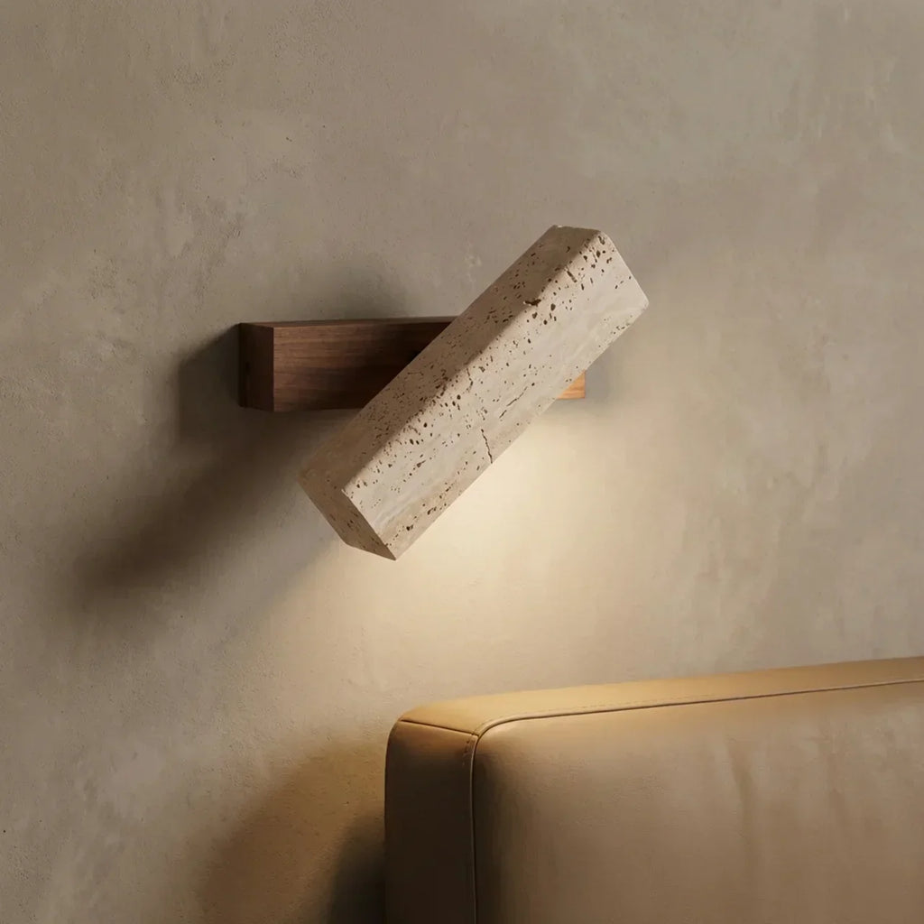 Obrotowa lampa ścienna z trawertynu z wbudowanym LED | Temsk