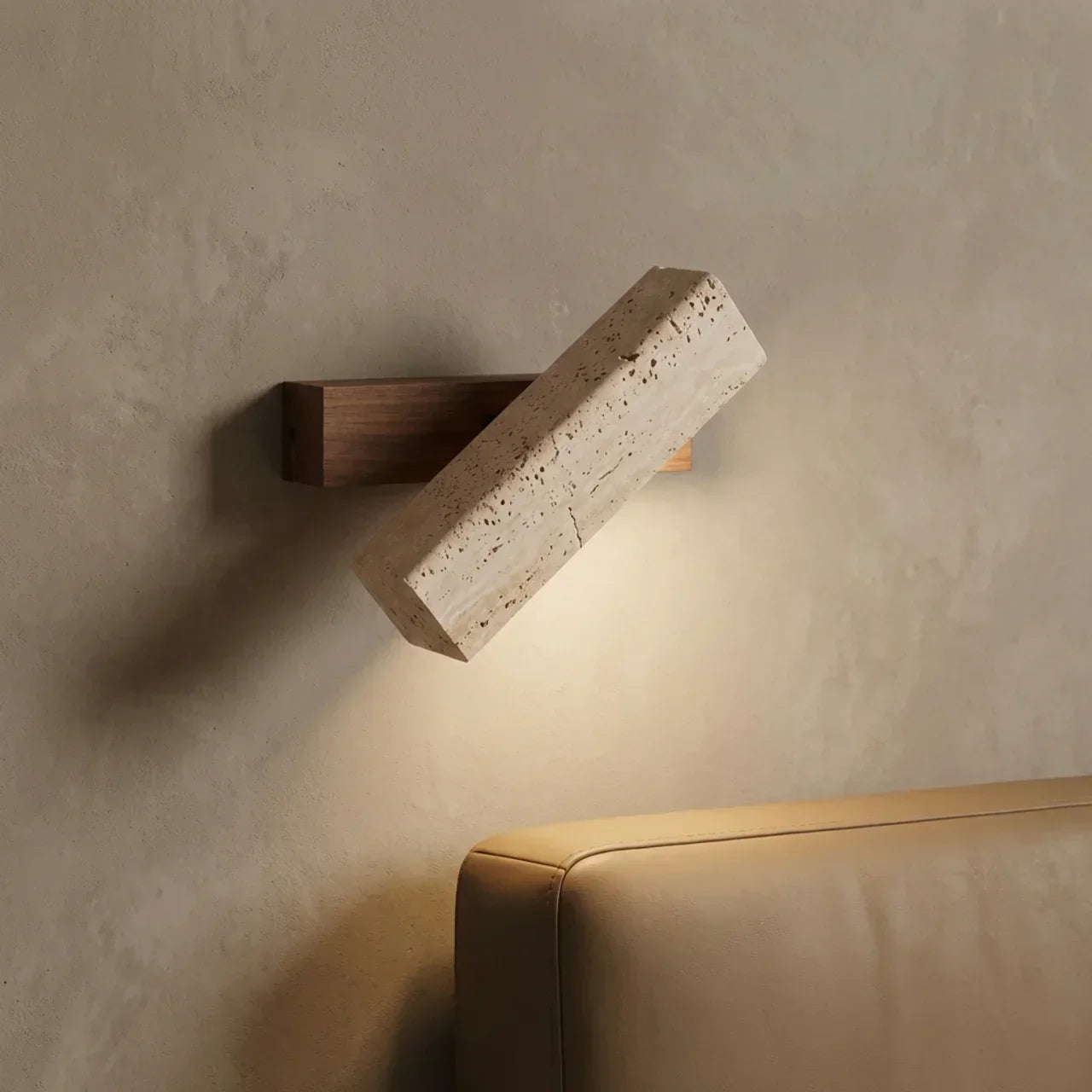 Obrotowa lampa ścienna z trawertynu z wbudowanym LED | Temsk