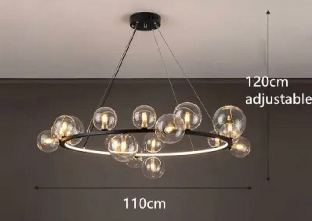 Elara Bubble Glass Chandelier Aluminum Frame Hand Blown Glass 90-260V LED Bulbs Included | Temsk