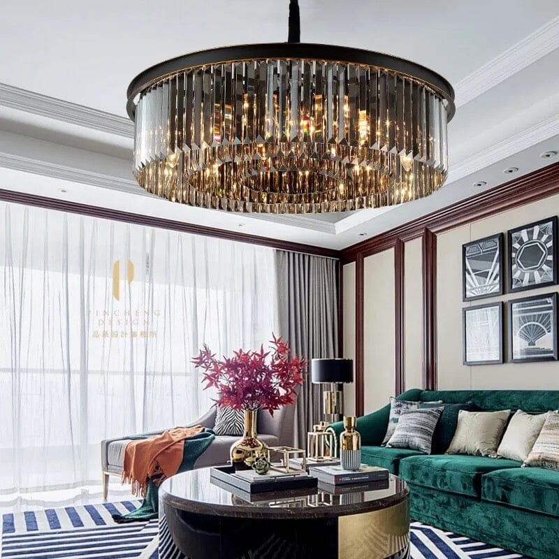 Lyrae Grey Crystal Chandelier for Elegant Living Rooms | Temsk
