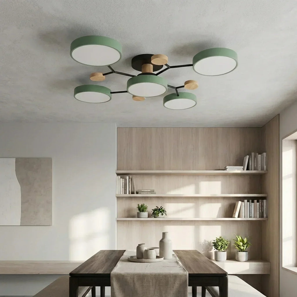 Branch Design Flush Mount Ceiling Light With Wood Accents | Temsk