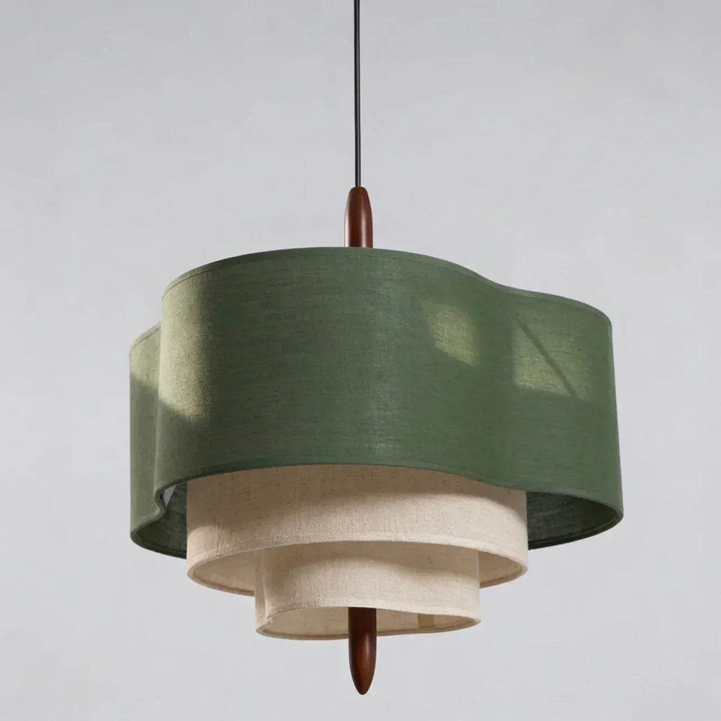 Fabric Pendant Light With Layered Shade For Indoor Ceiling | Temsk