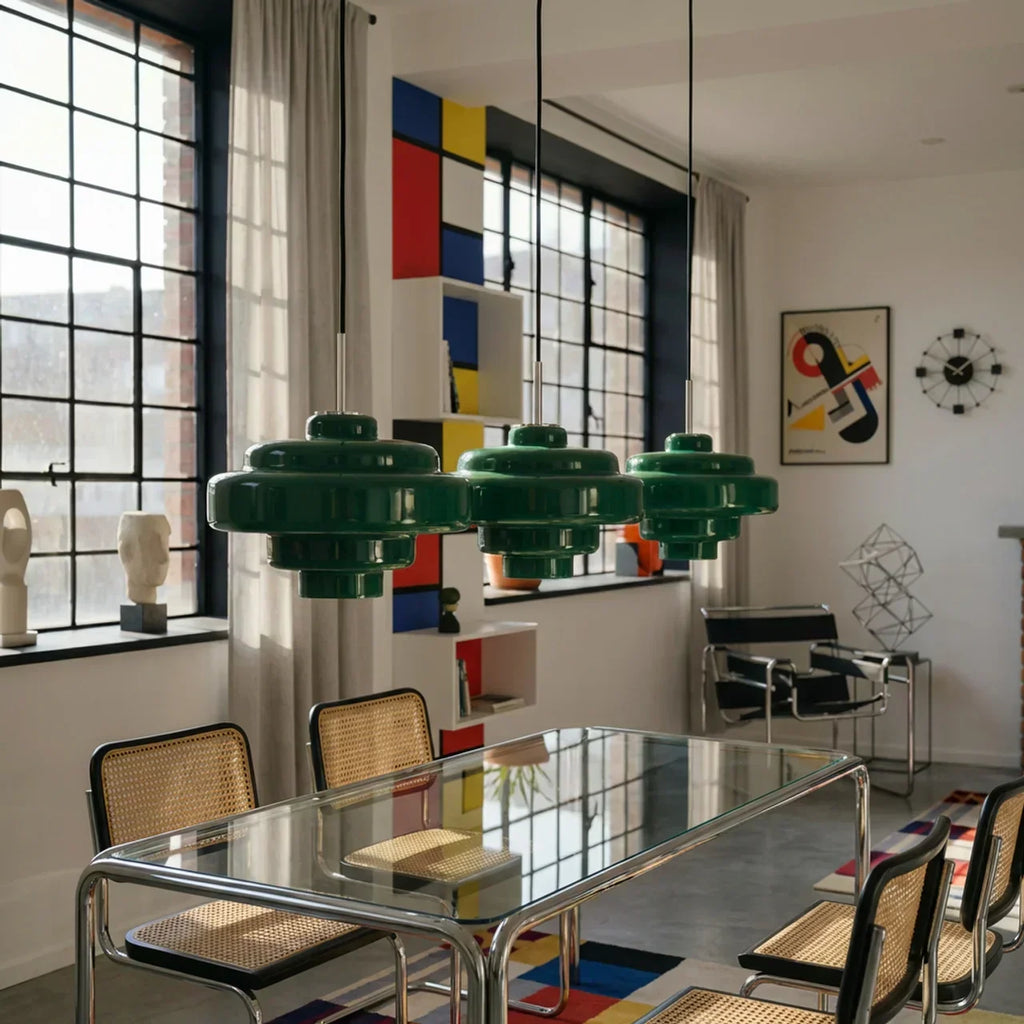 Coloured Glass Pendant Light In Bowl Form, Bauhaus Style | Temsk