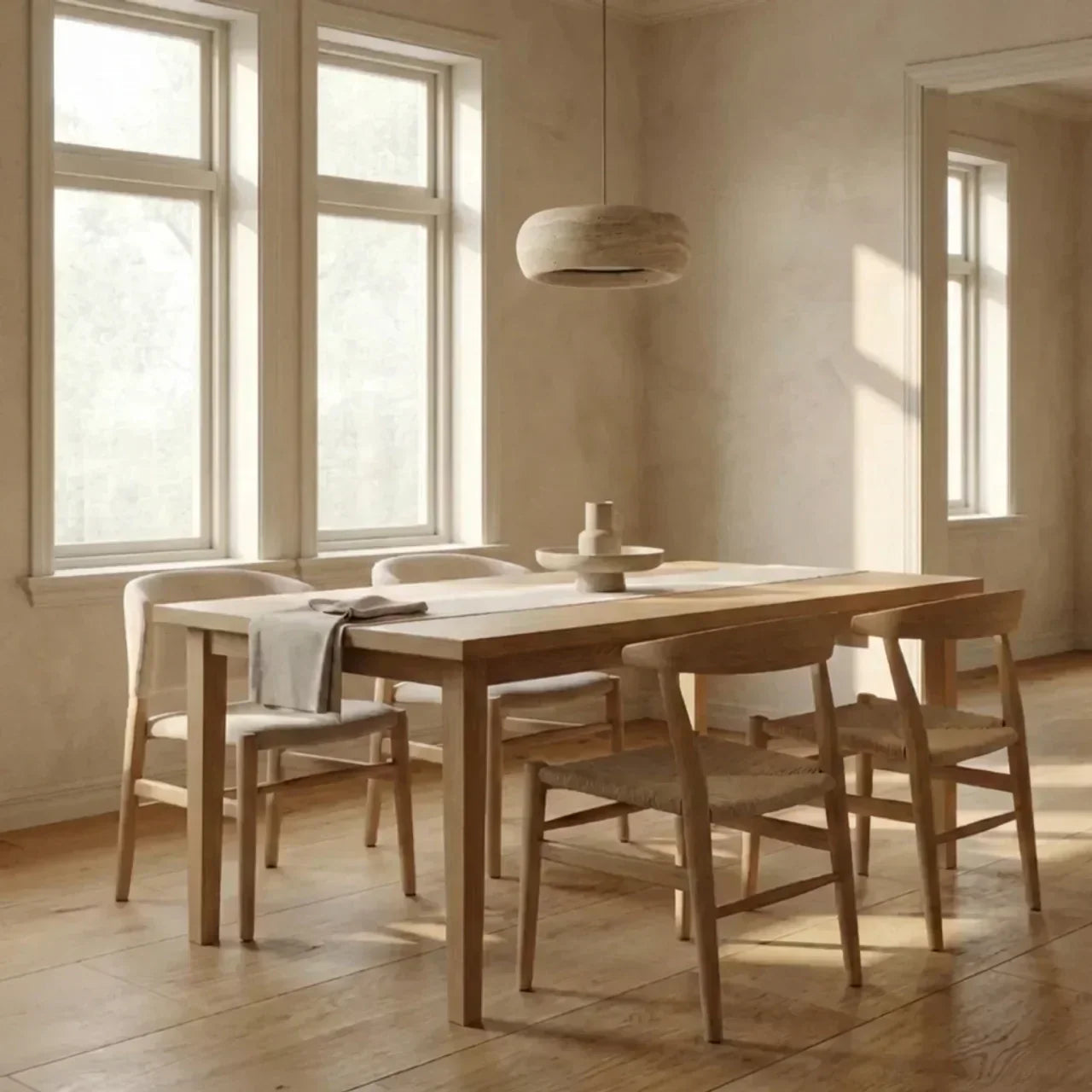 Donut-Shaped Travertine Pendant Light With Integrated LED | Temsk