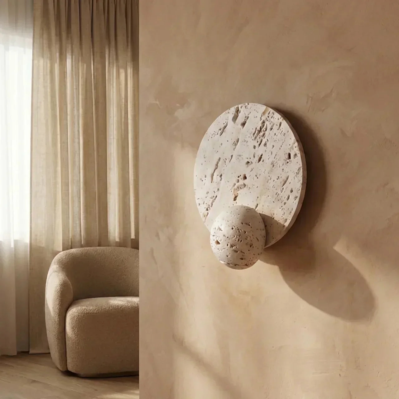 Integrated LED Travertine Wall Sconce for Indoor Use | Temsk