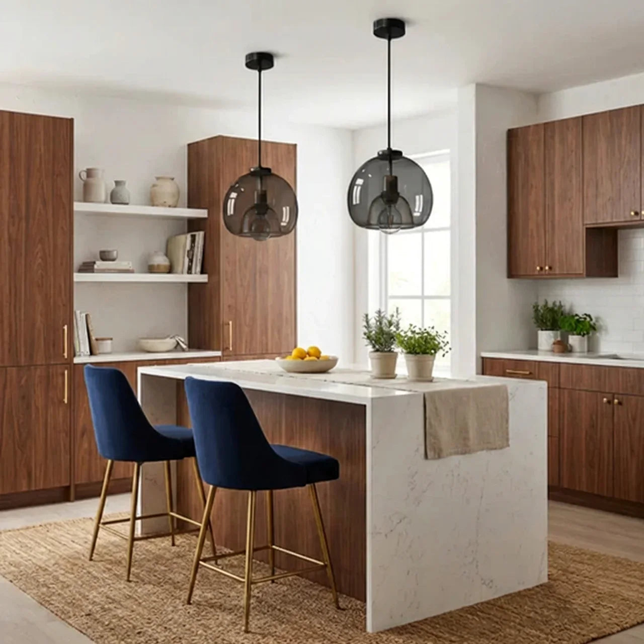 Smoked Glass Dome Pendant Light for Kitchens, Dining Areas, and Living Spaces | Temsk