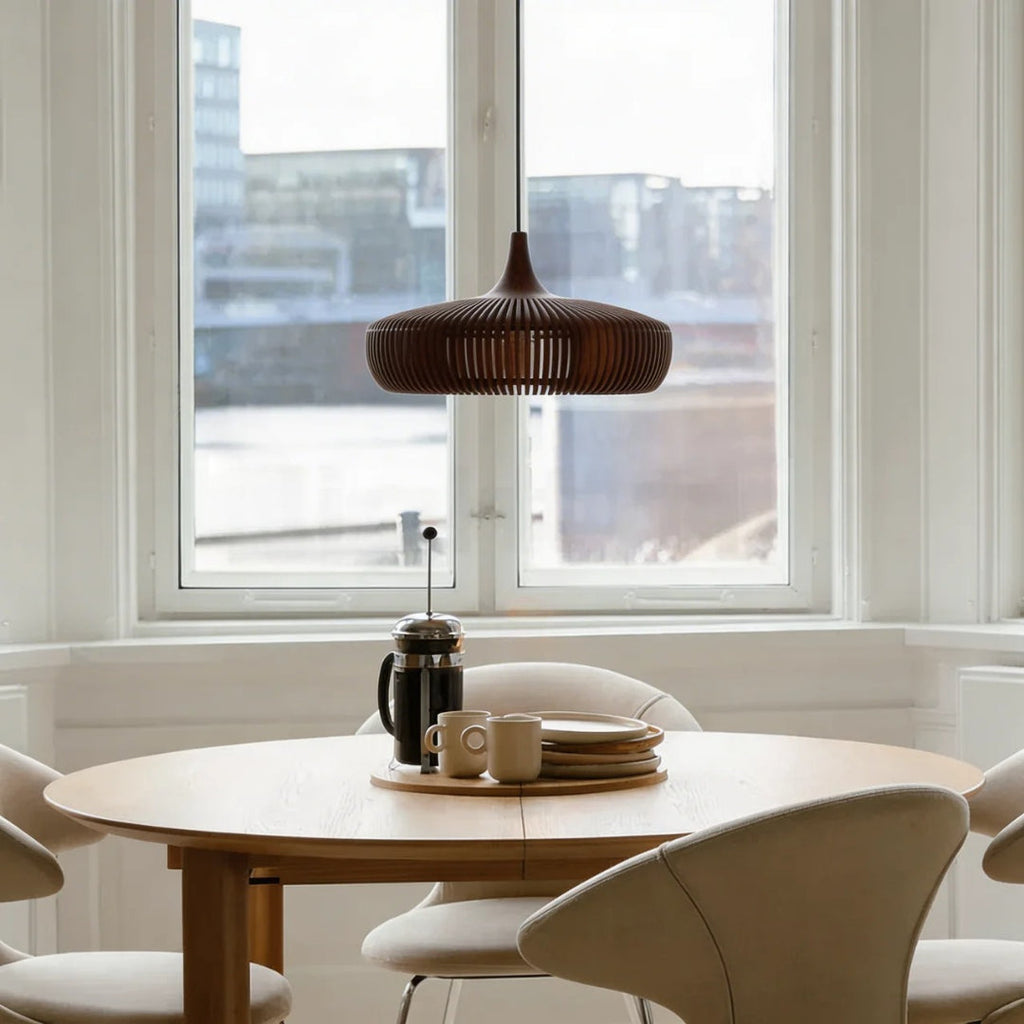 Wood Pendant Light With Minimalist Dome Shade For Indoor Use | Temsk