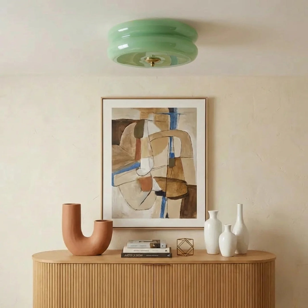 Cream Glass Flush Mount Ceiling Light For Indoor Living Spaces | Temsk