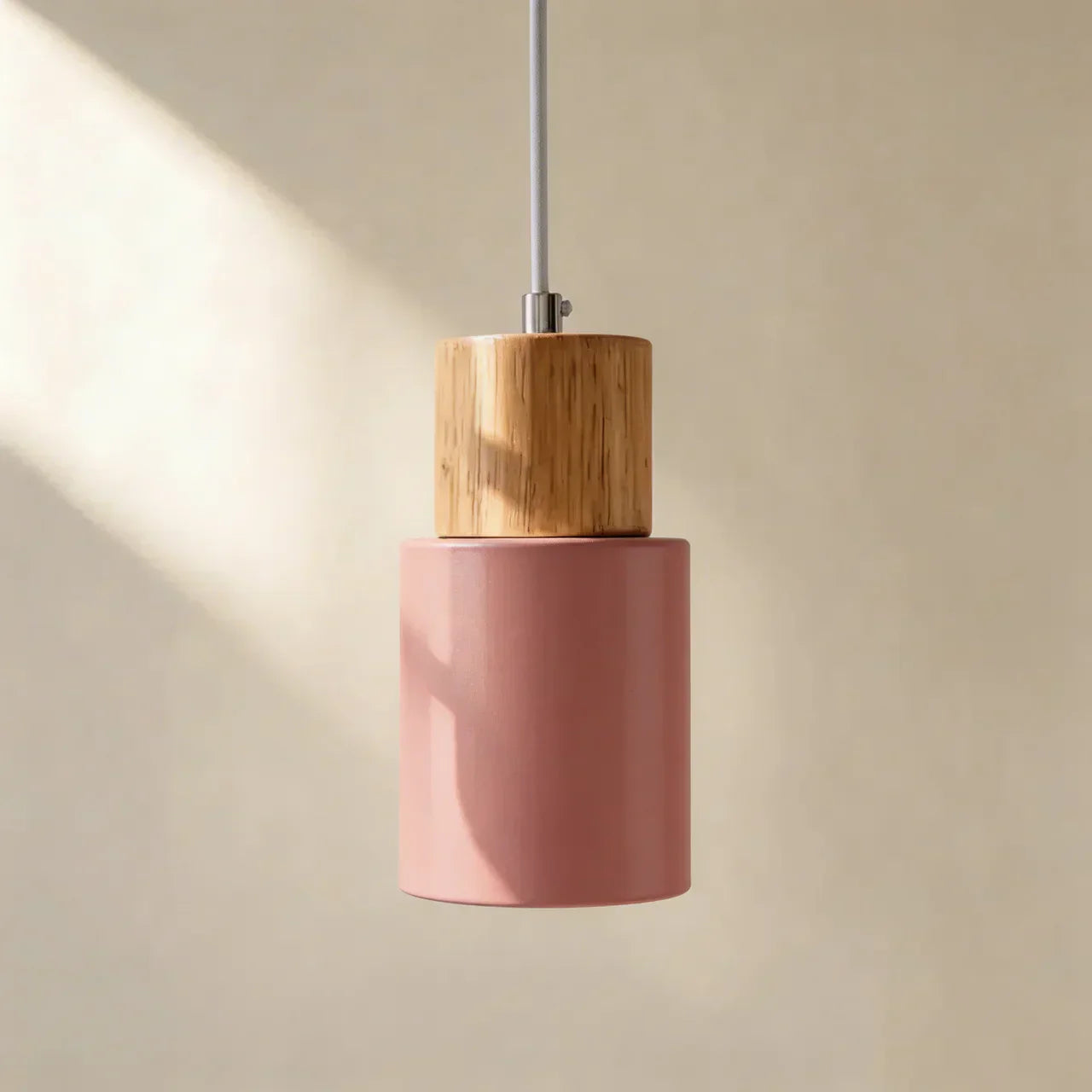 The Aluminium Cylinder Pendant Light With Wood Detail | Temsk