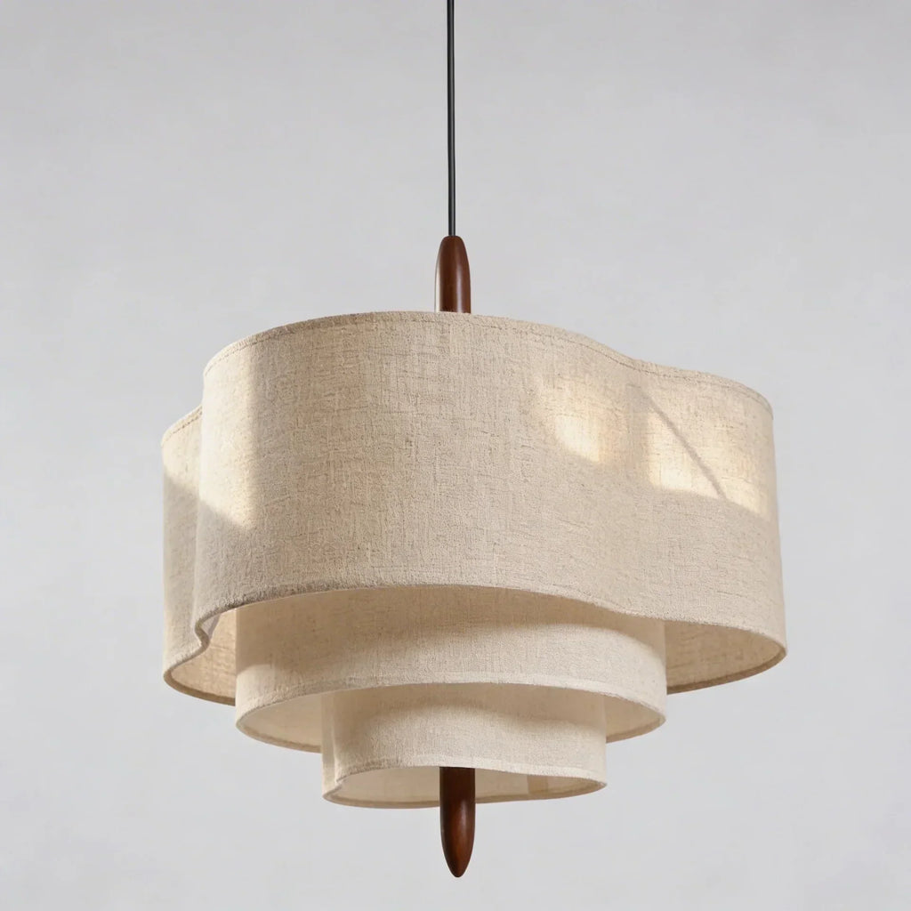 Fabric Pendant Light With Layered Shade For Indoor Ceiling | Temsk
