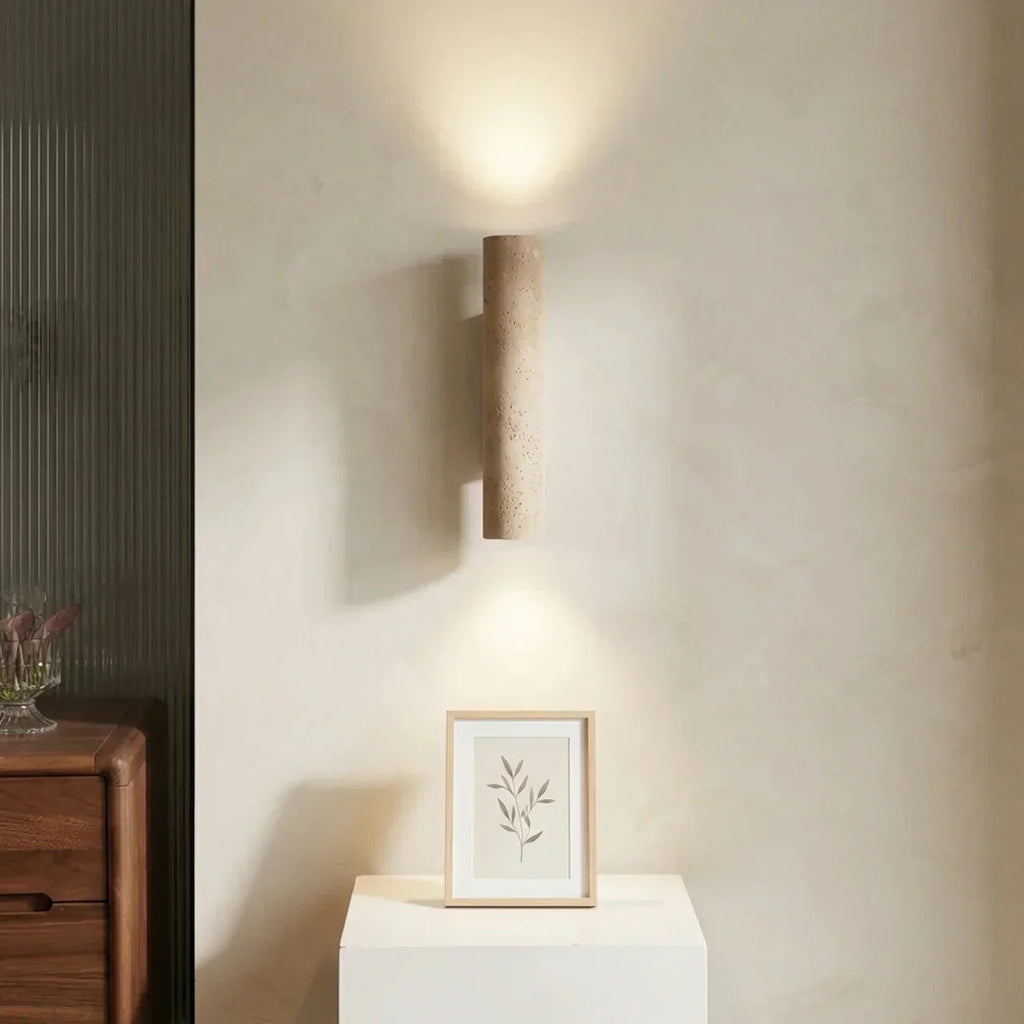 Travertine Vertical Wall Light With Up-Down LED For Indoor Use | Temsk
