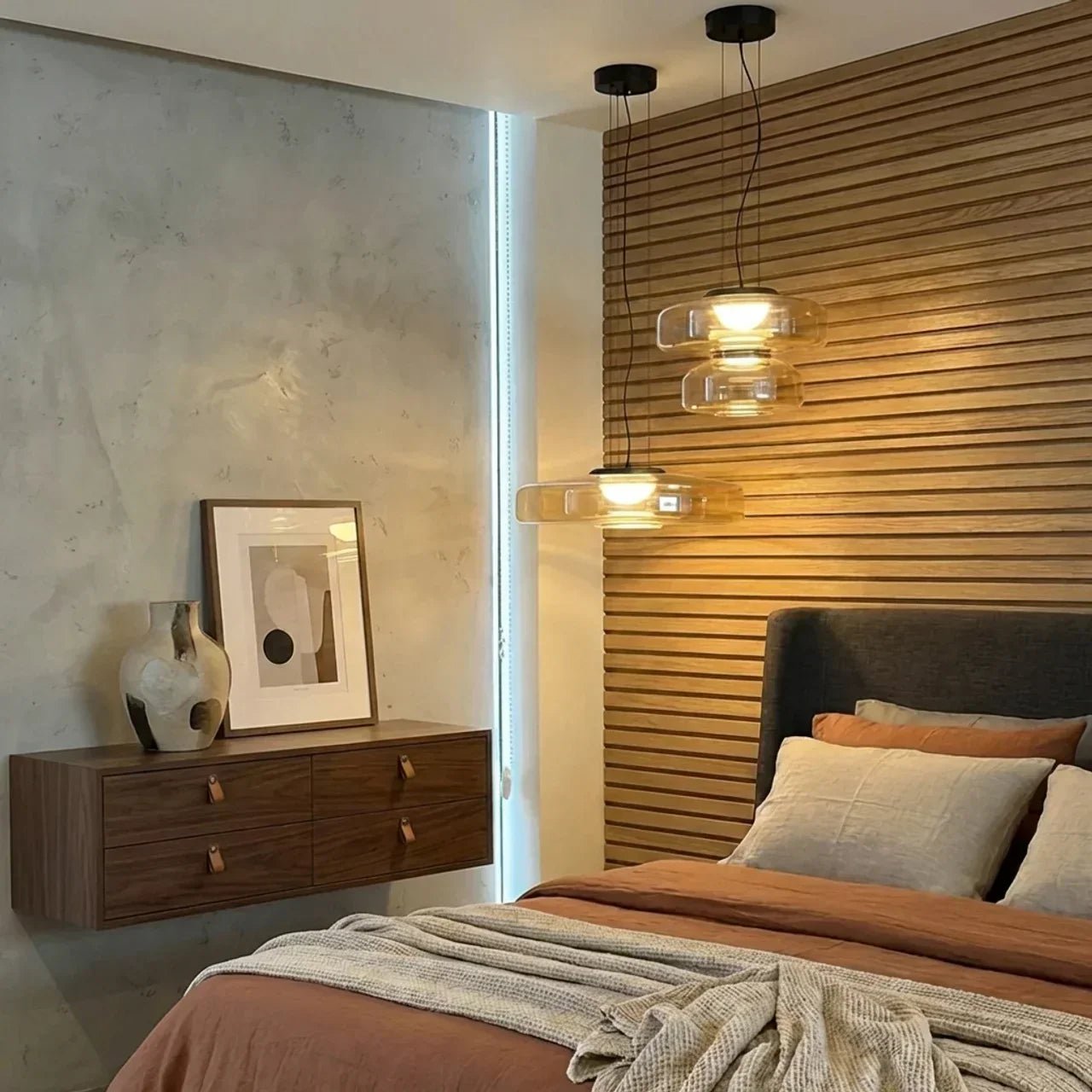 Tiered Glass Pendant Light With Integrated LED Bauhaus Style | Temsk