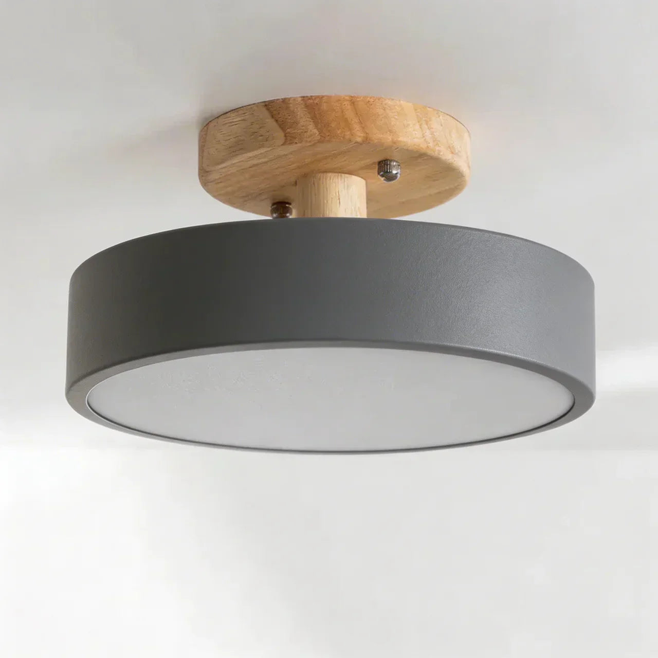 Wood Round LED Design Semi Flush Mount Ceiling Lighting | Temsk