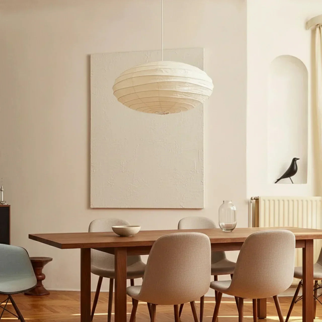 Rice Paper Pendant Light With Soft Oval Shade For Indoor Ceiling | Temsk