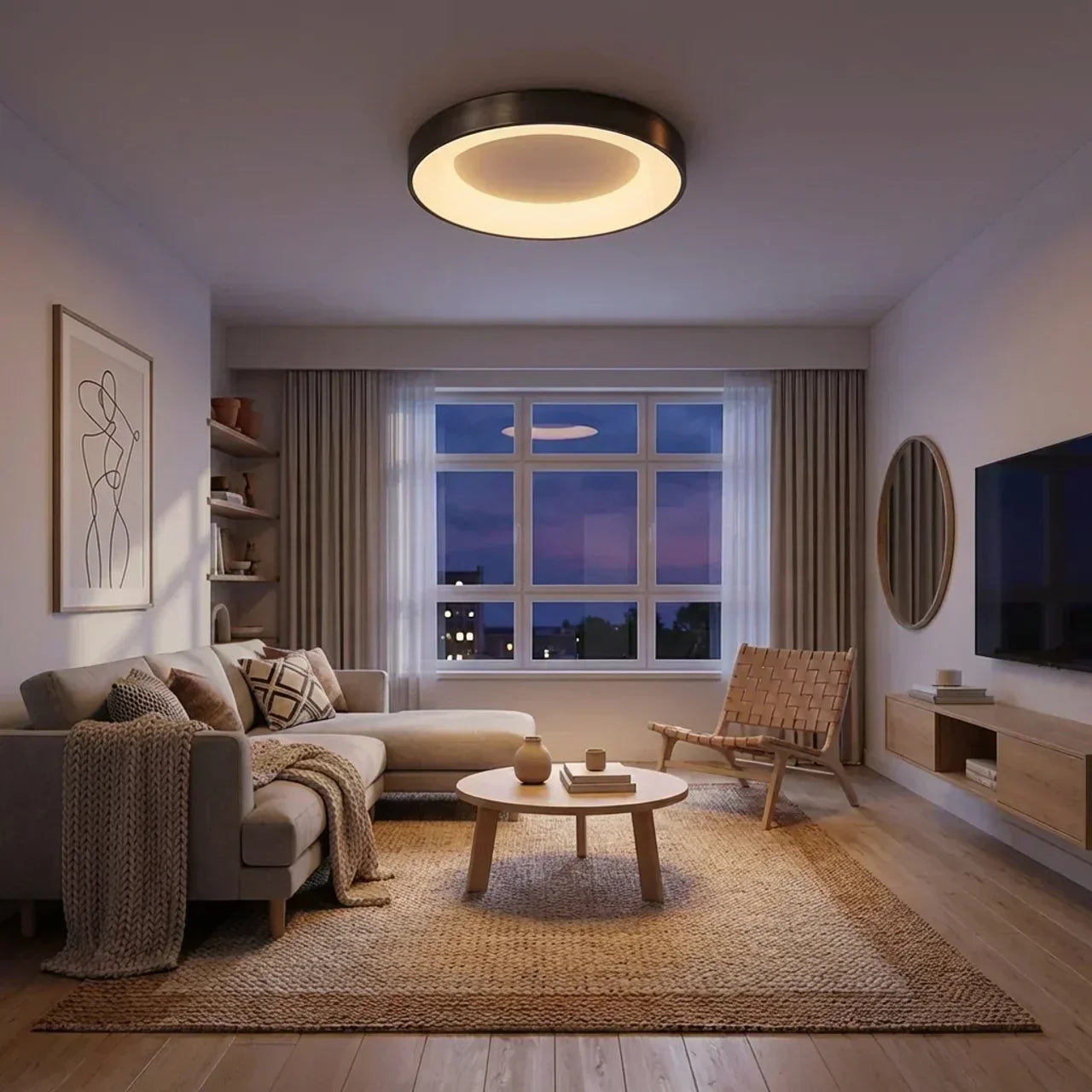 Flush Mount Ceiling Light With Hollow Centre LED Design | Temsk
