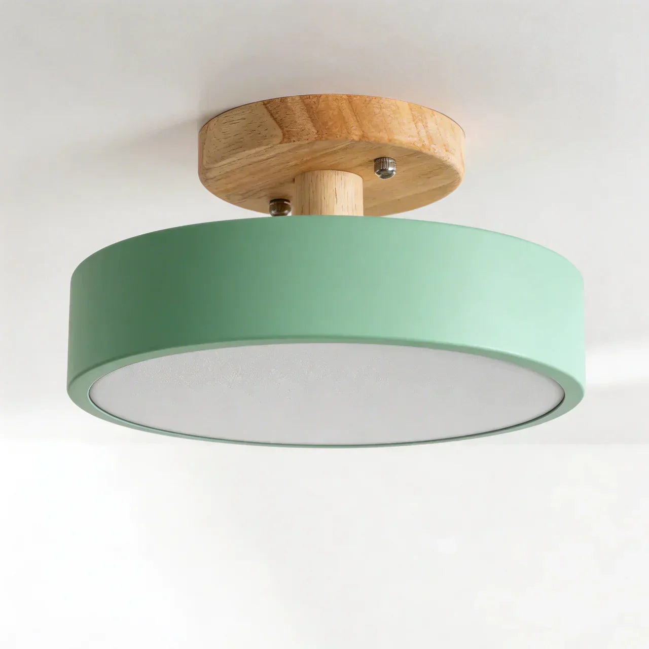 Wood Round LED Design Semi Flush Mount Ceiling Lighting | Temsk